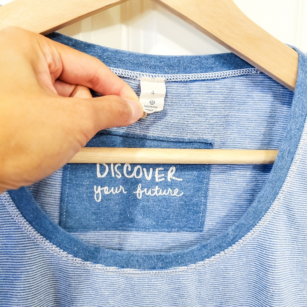 Lululemon Blue Wee Stripe Every Yogi Tee Shirt - Picture 2 of 4